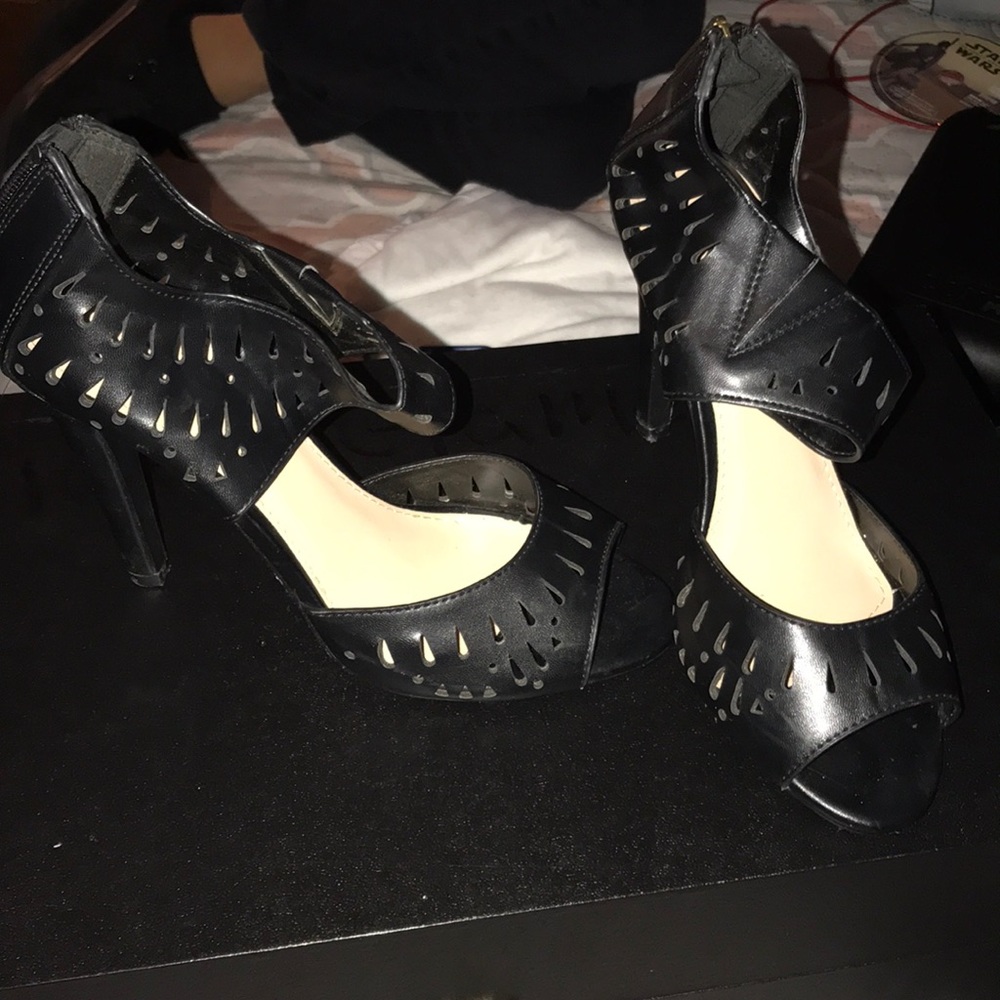 Black open toe heels